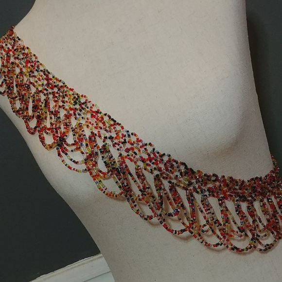 Hand Made Beaded Belt Adjustable Boho Hippie Festival Multi Colour - Picture 2 of 6